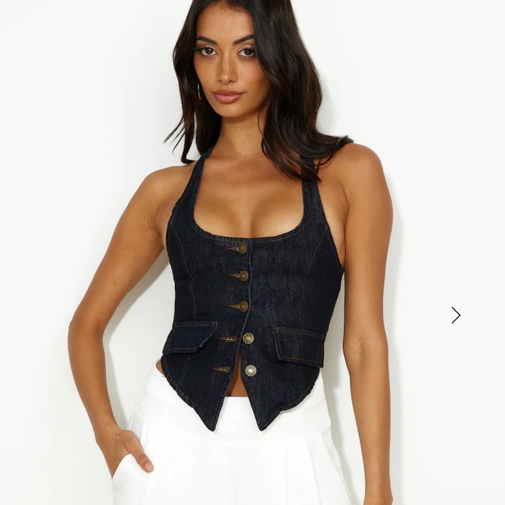 NWT Lioness NYC Halter Top Dark Denim Size XL